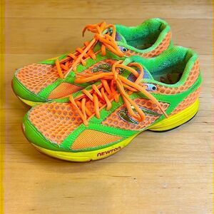 Newton Running Shoes in Bright Orange, Green, and Yellow - Size 8